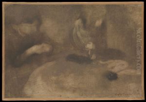 Women Sewing at a Table by Eugene Carriere