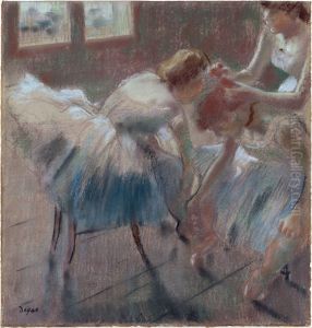 Three Dancers Preparing for Class by Edgar Degas