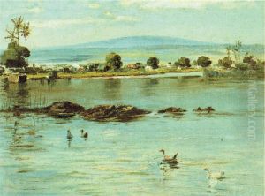 Hilo Harbor towards Mauna Loa by D. Howard Hitchcock