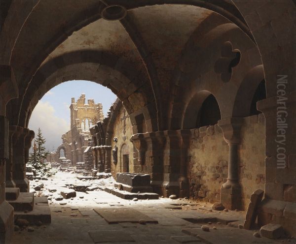View of the Church Ruins in Winter - view 1