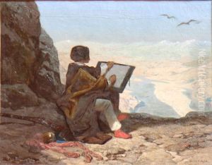 Jules Laurens peignant l'Euphrate. by Jules Didier
