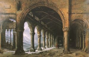 Effect of Fog and Snow Seen through a Ruined Gothic Colonnade