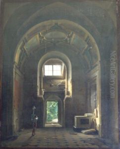 "Interieur d'une chapelle de l'eglise des Feuillants a Paris" by Louis Daguerre