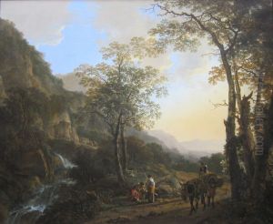 Zuidelijk berglandschap met rustende herders by Jan Both