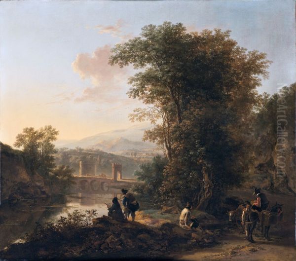 Meridional landscape with the Ponte Lucano over the Aniene and the grave of the Plautii - view 1