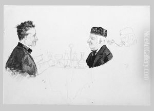 Two Men at a Table, Man Eating (from Switzerland 1869 Sketchbook)