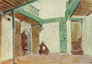Marokkanischer Innenhof by Eugene Delacroix