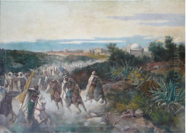 Moors running the gunpowder - view 1