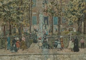 Court Yard, West End Library, Boston by Maurice Prendergast