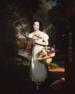 Little Girl with Flowers (Amelia Palmer) by Charles C. Ingham