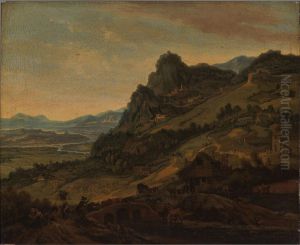 Berglandschap met figuren by Herman Saftleven