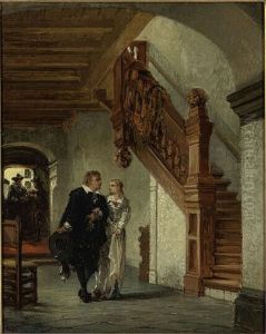 Hal en trapportaal met figuren