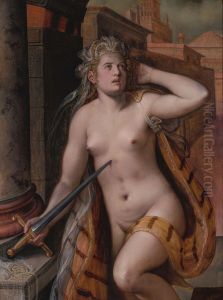 De dood van Lucretia by Frans Floris I