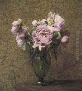 Glazen vaas met pioenen by Henri Fantin-Latour