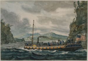 Steamboat Travel on the Hudson River by Pavel Svinyin