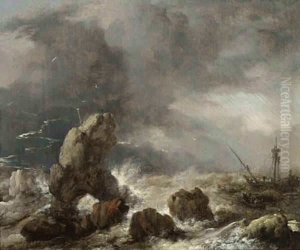 Ships Foundering in Stormy Seas - view 1