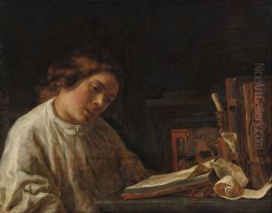 Self portrait with Vanitas-still life by Samuel Van Hoogstraten