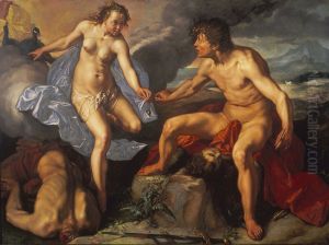 Juno receiving the eyes of Argus from Mercury
