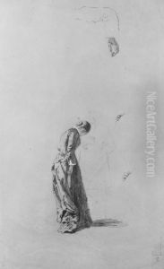 Standing Woman with Man in Outline