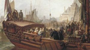 De ontvangst door de Burgemeester van Rotterdam van Prins Willem IV van Oranje en zijn gemalin Anna van Engeland by Jacob Spoel