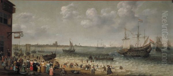Portret van een familie aan de Maasmond bij Den Briel - view 1