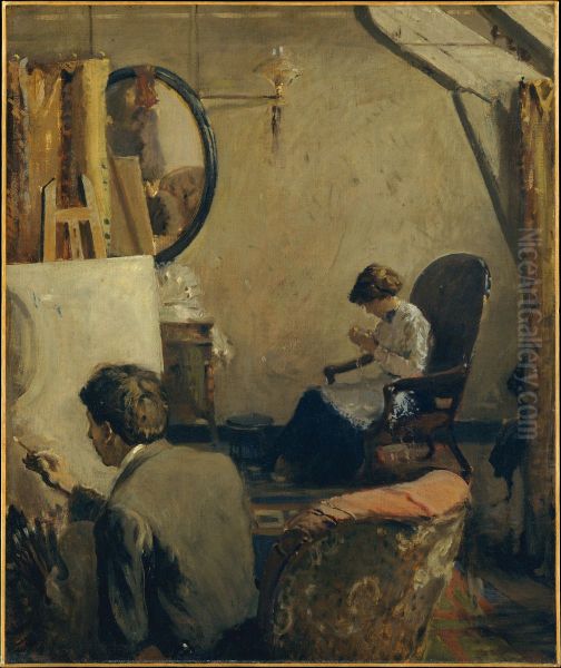 Louis Kronberg in his Studio in Copley Hall - view 1