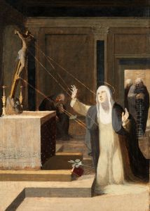 De heilige Catharina ontvangt de stigmata by Domenico Beccafumi