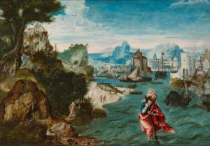 Landscape with Saint Christopher by Herri met de Bles