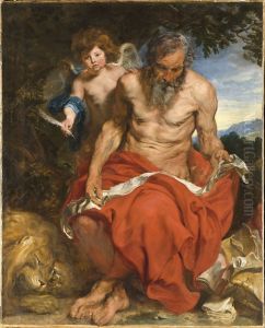 Saint Jerome meditating in the desert