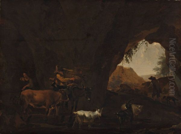 Cave with Shepherds and Cattle - view 1