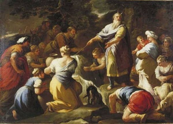 Moses striking water from the rock - view 1