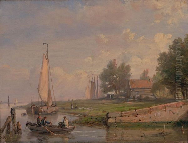Riviergezicht met roeibootje - view 1