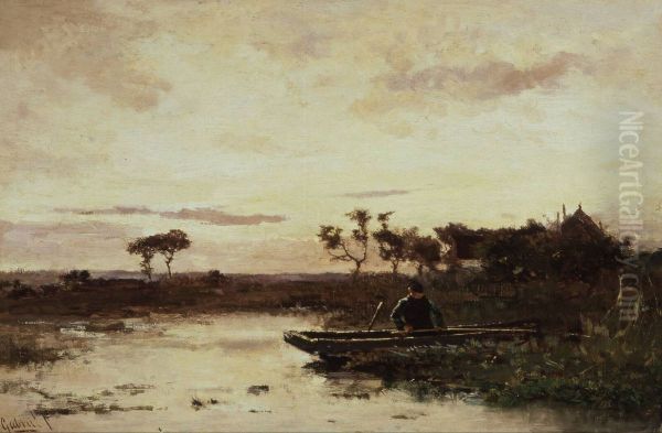 Polderlandscape with fisherman - view 1