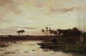 Polderlandscape with fisherman Polderlandscape with fisherman