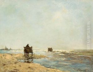 Strandgezicht met schelpenvissers by Johan Hendrik Weissenbruch