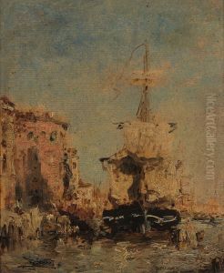 View of a Harbour by Felix Ziem