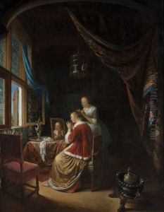 Young woman at her toilet by Gerrit Dou
