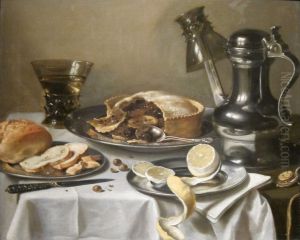 Still Life at breakfast piece with Berckemeyer by Pieter Claesz
