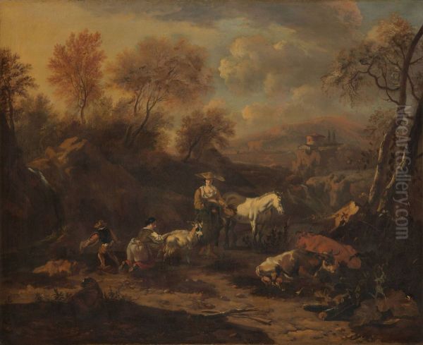 Italian landscape with two shepherdesses - view 1