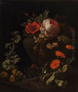 Bloemen bij een balustrade