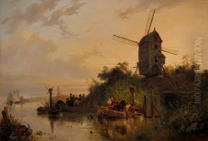 Waterland met molen by Wijnand Nuijen