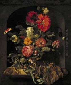 Vase of Flowers in a Niche