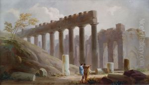 Ruinenlandschaft mit Staffagefiguren. by unknown