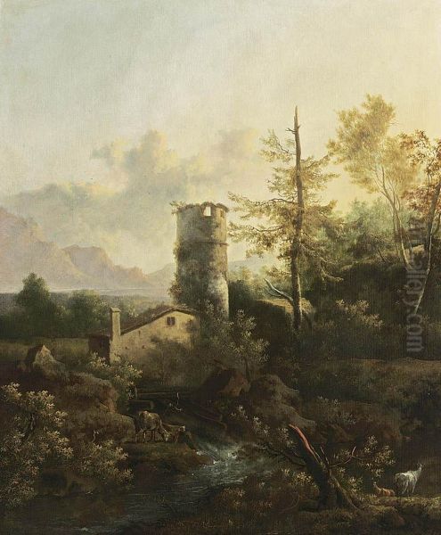 Mountainous Wooded River Landscape - view 1