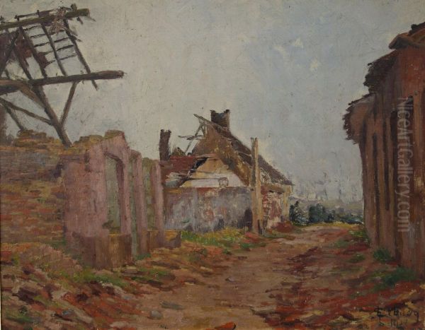 Ruins at Reninghe (Flanders)byGeorges Emile Lebacq. - view 1