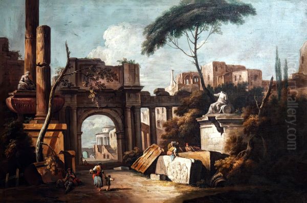 Ruins with a large Arch and Columns - view 1