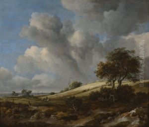 Landscape with a corn field near the sea Landscape with a corn field near the sea