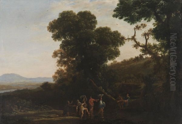 Landscape with Figures Wading Through a Stream - view 1
