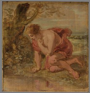 Narcissus wordt op zijn eigen spiegelbeeld verliefd