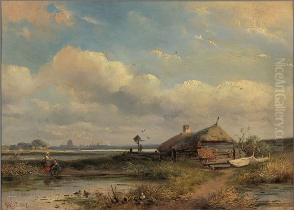 Landschap met boerderij aan een plas - view 1